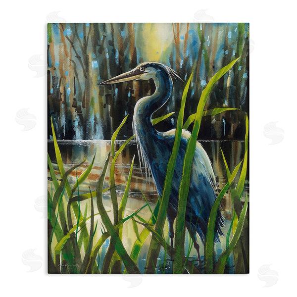 stupell industries John Rossini | Heron Between Pond Reeds Wall Art