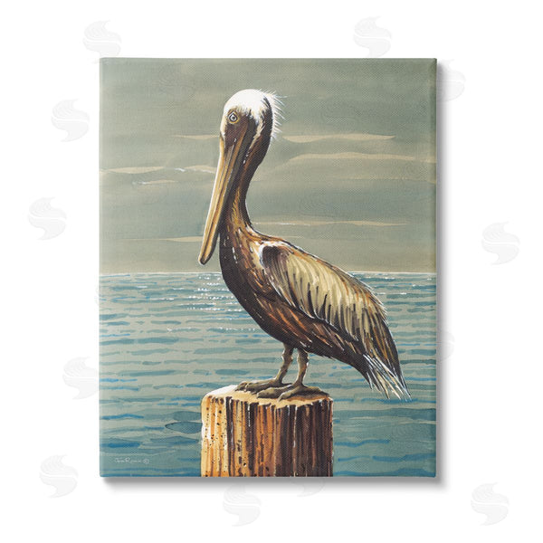 stupell industries John Rossini | Pelican and Cloudy Seascape Wall Art