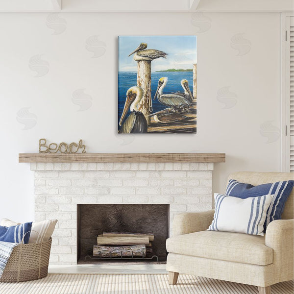 Stupell Industries John Rossini | Pelicans On Marine Dock Wall Art