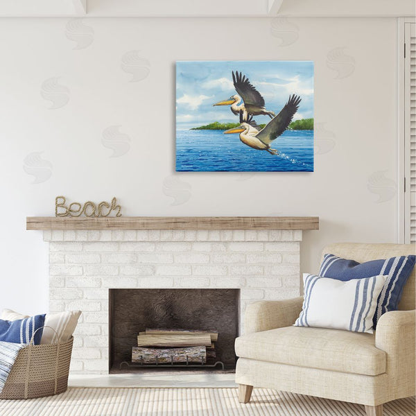 Stupell Industries John Rossini | Splashing Pelicans Flying Wall Art