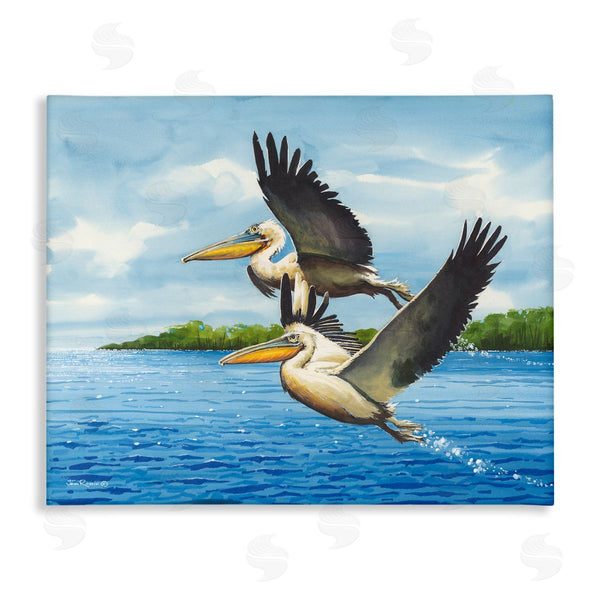stupell industries John Rossini | Splashing Pelicans Flying Wall Art