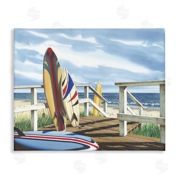 stupell industries John Rossini | Surfboards on Beach Deck Wall Art