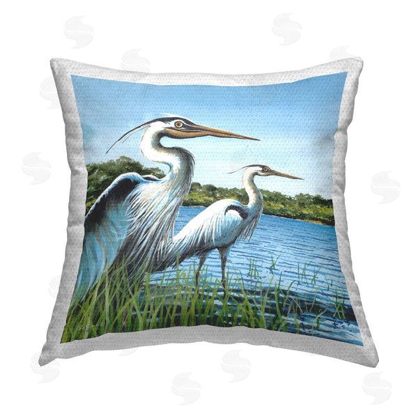 Stupell Industries John Rossini | Traditional Egrets Gazing Printed Throw Pillow