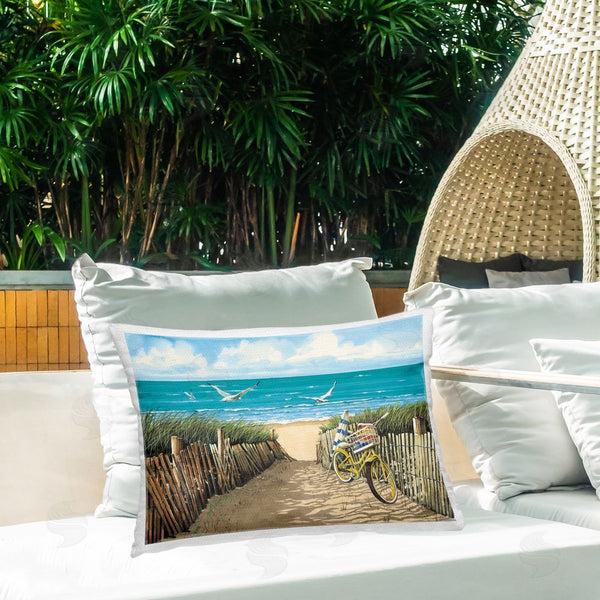 Stupell Industries John Rossini | Yellow Beach Taxi Coast Printed Throw Pillow