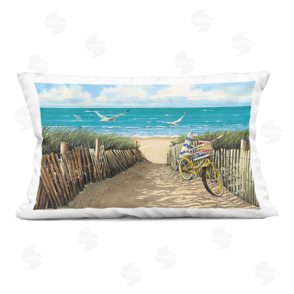 stupell industries John Rossini | Yellow Beach Taxi Coast Printed Throw Pillow