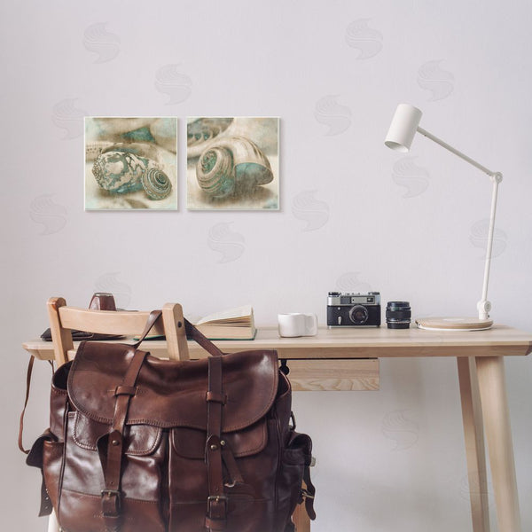 Stupell Industries John Seba | Distressed Sepia Shells With Turquoise Wall Art