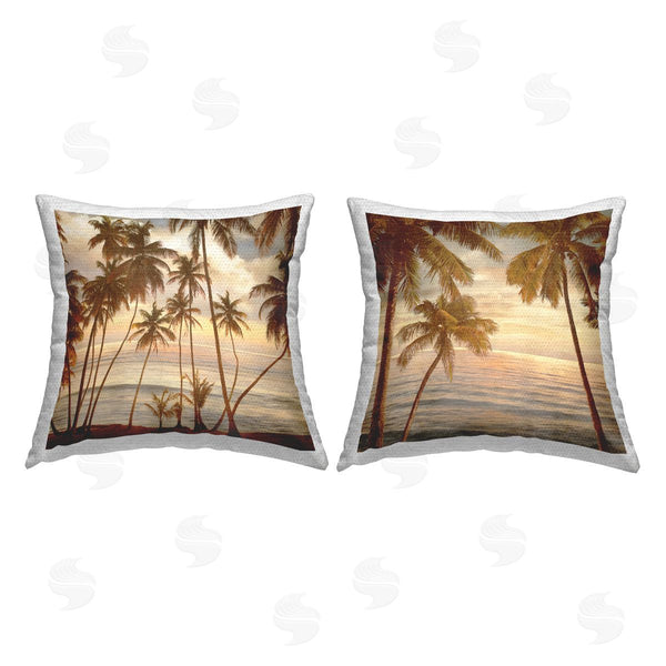 Stupell Industries John Seba | Summer Beach Tropical Sunset Printed Throw Pillow Set
