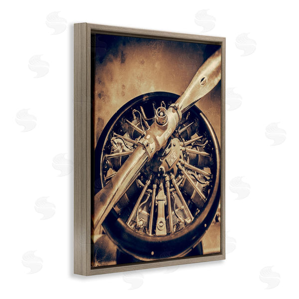 Stupell Industries John Slemp | Propeller Machinery Detailed Aircraft Sepia Photography Wall Art