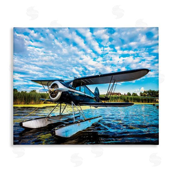 stupell industries John Slemp | Sea Plane on Wooded Lakefront Cloudy Sky Wall Art