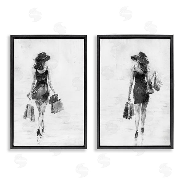 Stupell Industries Joklanta Kowalik | Female Figures Shopping Bags Wall Art
