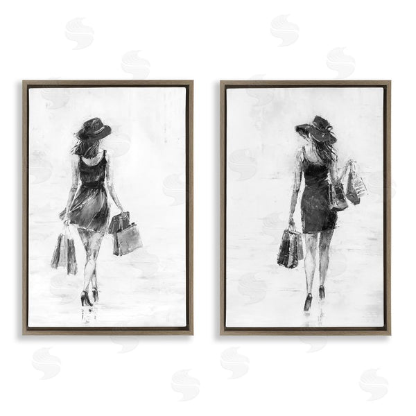 Stupell Industries Joklanta Kowalik | Female Figures Shopping Bags Wall Art