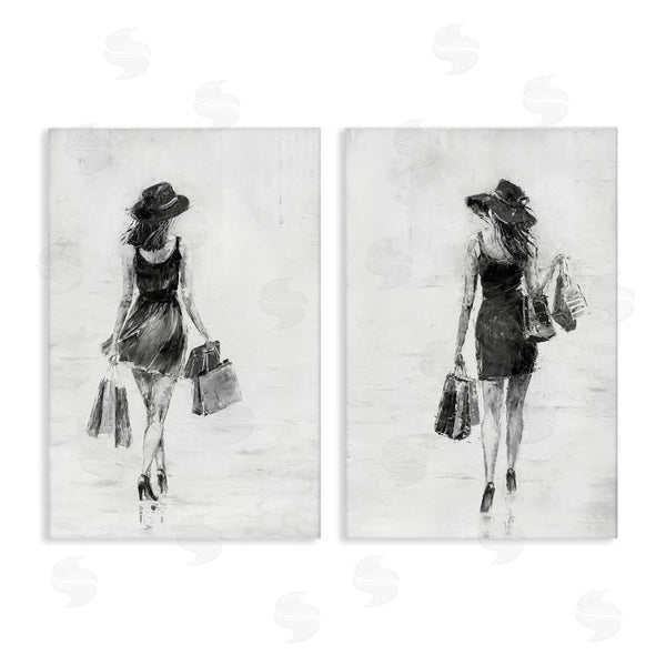 stupell industries Joklanta Kowalik | Female Figures Shopping Bags Wall Art