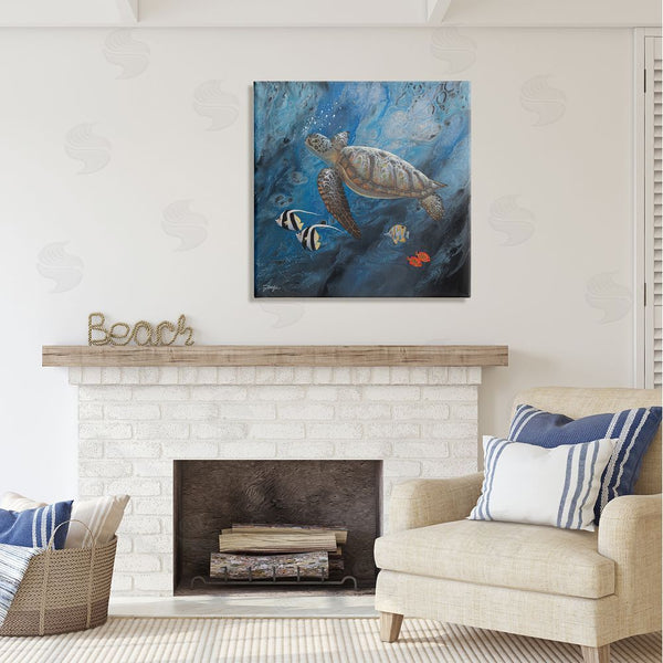 Stupell Industries Jon Rattenbury | Turtle Sea Life Underwater Ripples Wall Art