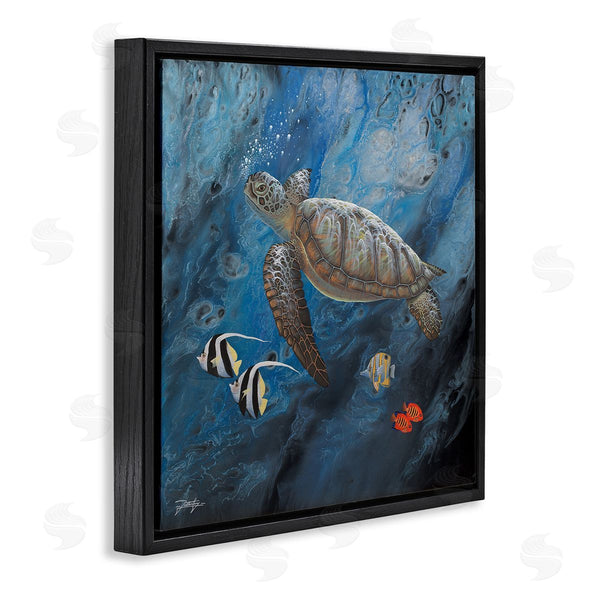 Stupell Industries Jon Rattenbury | Turtle Sea Life Underwater Ripples Wall Art