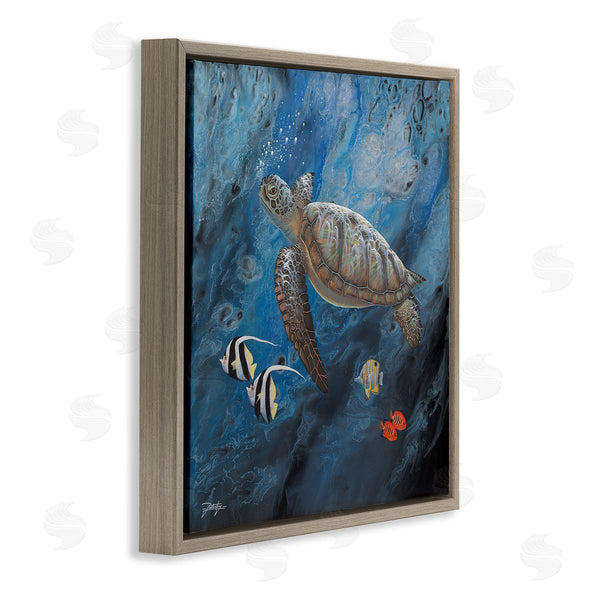 Stupell Industries Jon Rattenbury | Turtle Sea Life Underwater Ripples Wall Art