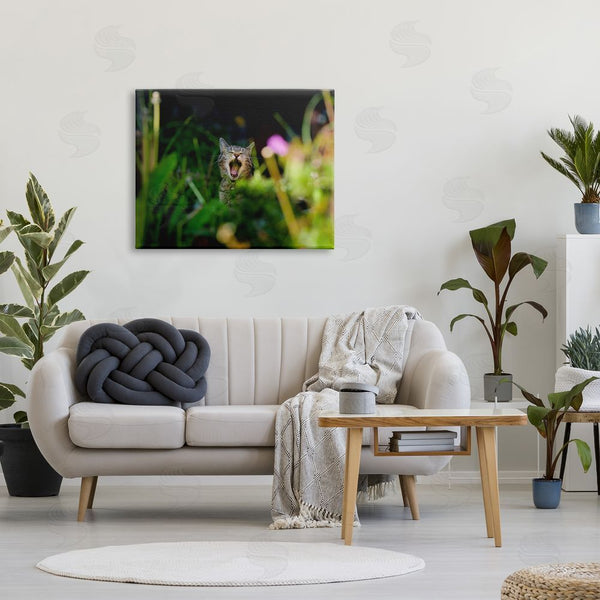 Stupell Industries Jonathan Casey | Yawning Cat In Grass Wall Art