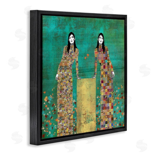 Stupell Industries Jose Cacho | Twin Women Leaning Modern Abstract Portrait Mosaic Pattern Wall Art