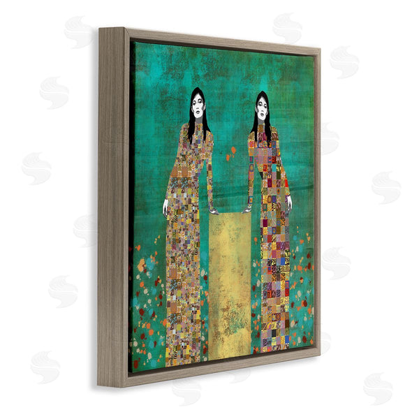 Stupell Industries Jose Cacho | Twin Women Leaning Modern Abstract Portrait Mosaic Pattern Wall Art