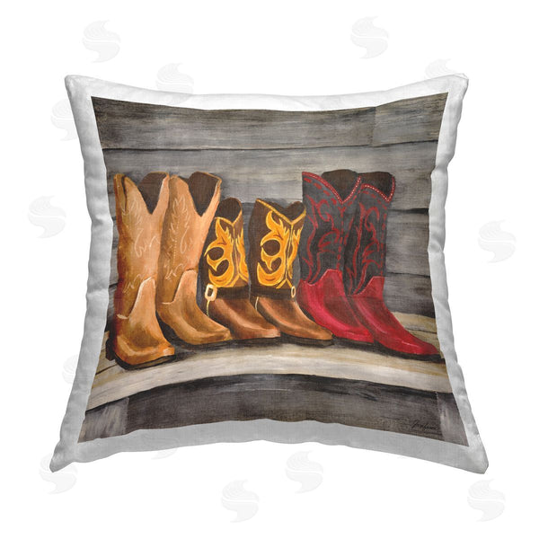 stupell industries Josefina | Lined Up Cowboy Boots Printed Throw Pillow
