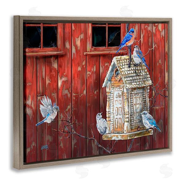 Stupell Industries Joseph Burgess | Rustic Bird House Red & Blue