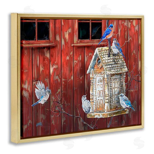 Stupell Industries Joseph Burgess | Rustic Bird House Red & Blue