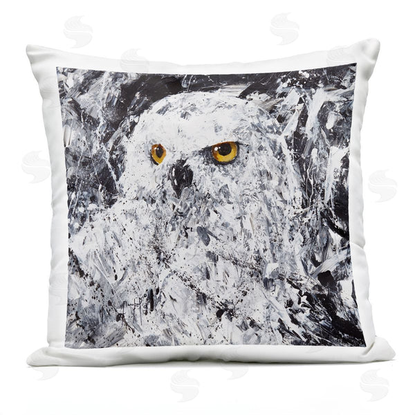Stupell Industries Joseph Marshal Foster | Abstract White Snowy Owl Yellow Eyes Printed Throw Pillow