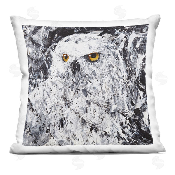 stupell industries Joseph Marshal Foster | Abstract White Snowy Owl Yellow Eyes Printed Throw Pillow