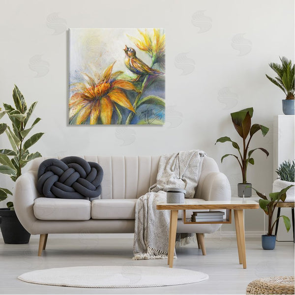 Stupell Industries Joy Allen | Bird Singing Yellow Flowers Wall Art
