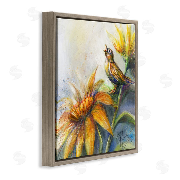 Stupell Industries Joy Allen | Bird Singing Yellow Flowers Wall Art