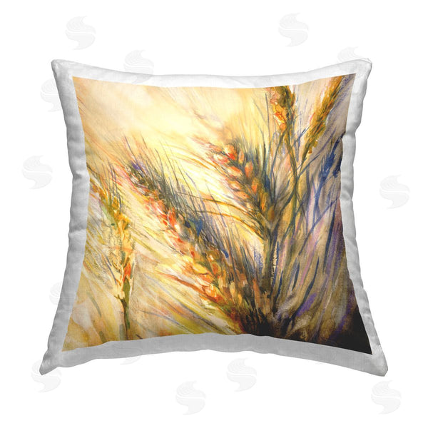 stupell industries Joy Allen | Rural Wheat Sprigs Country Grains Printed Throw Pillow