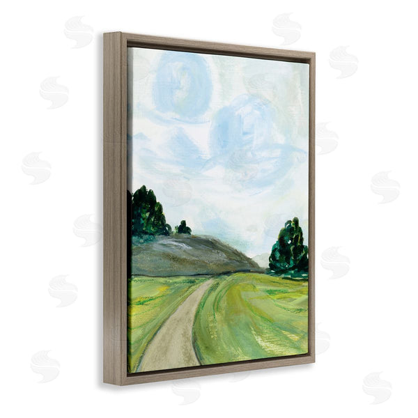 Stupell Industries Joy Ting | Countryside Path Landscape Green Hill Trees Wall Art