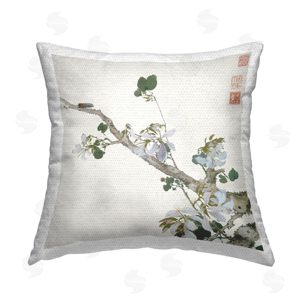 Stupell Industries Ju Lian | Classic Flower Branch Printed Throw Pillow