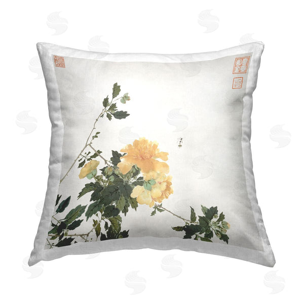 stupell industries Ju Lian | Classic Ikebana Flowers Printed Throw Pillow