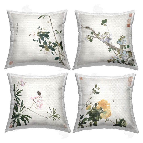 Stupell Industries Ju Lian | Traditional Eastern Flowers Printed Throw Pillow Set