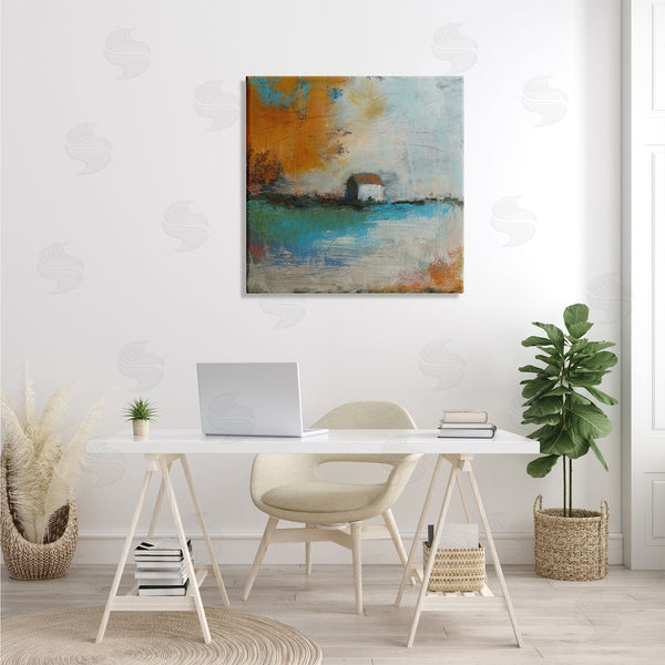 Stupell Industries Judi Bagnato | Abstract Country Farmhouse Landscape Orange Blue Sky Wall Art
