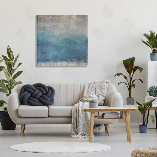 Stupell Industries Judi Bagnato | Paint Drip Hatched Blue Abstract Modern Ombre Wall Art