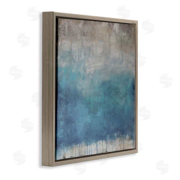 Stupell Industries Judi Bagnato | Paint Drip Hatched Blue Abstract Modern Ombre Wall Art