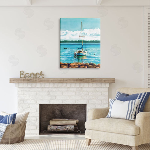 Stupell Industries Julia McGrath | Sailboat Rocky Shoreline Wall Art