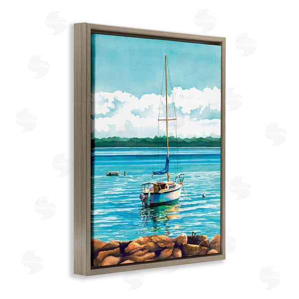 Stupell Industries Julia McGrath | Sailboat Rocky Shoreline Wall Art