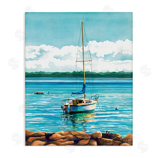 stupell industries Julia McGrath | Sailboat Rocky Shoreline Wall Art