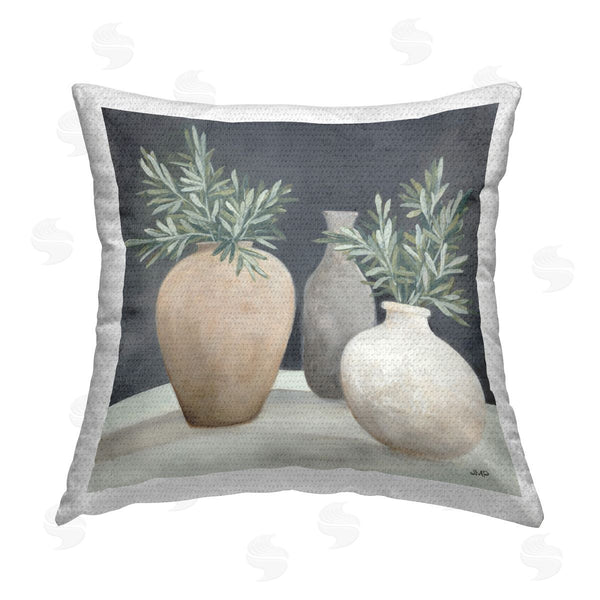 Stupell Industries Julia Purinton | Botanical Pottery Vessels Printed Throw Pillow