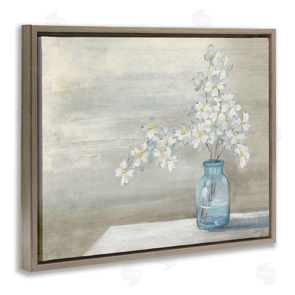Stupell Industries Julia Purinton | Classic Dogwood White Florals Blue Jar Country Flowers Wall Art