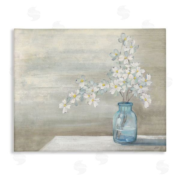 stupell industries Julia Purinton | Classic Dogwood White Florals Blue Jar Country Flowers Wall Art