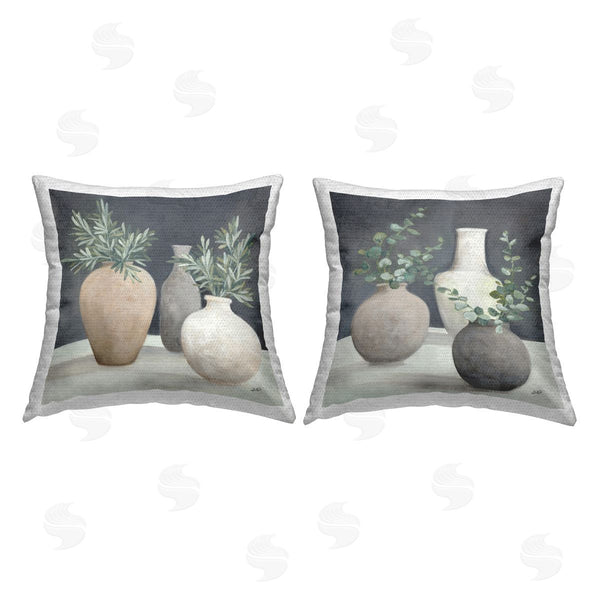 Stupell Industries Julia Purinton | Eucalyptus Greens Fresh Vessels Printed Throw Pillow Set