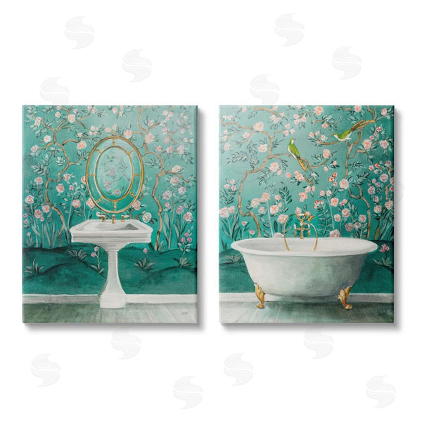 stupell industries Julia Purinton | Floral Patterned Bathroom Wall Art