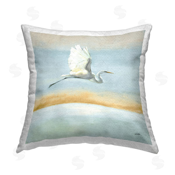 Stupell Industries Julia Purinton | Heron Flying Nautical Landscape Printed Throw Pillow