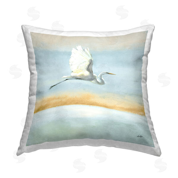 stupell industries Julia Purinton | Heron Flying Nautical Landscape Printed Throw Pillow