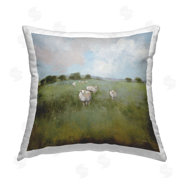 stupell industries Julia Purinton | Quiet Pasture with Sheep Printed Throw Pillow
