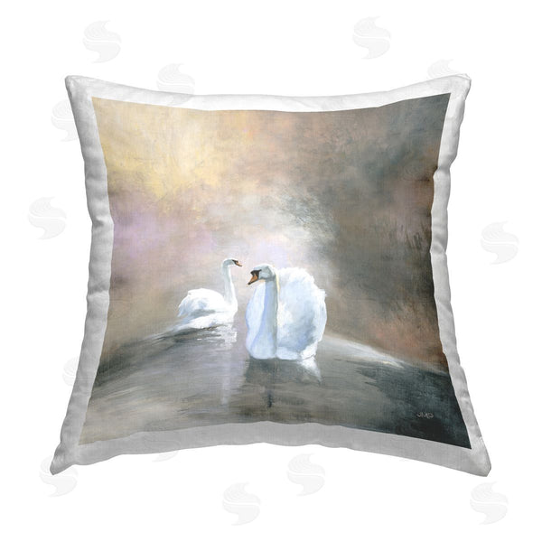 stupell industries Julia Purinton | Swans Drifting Pond Landscape Printed Throw Pillow