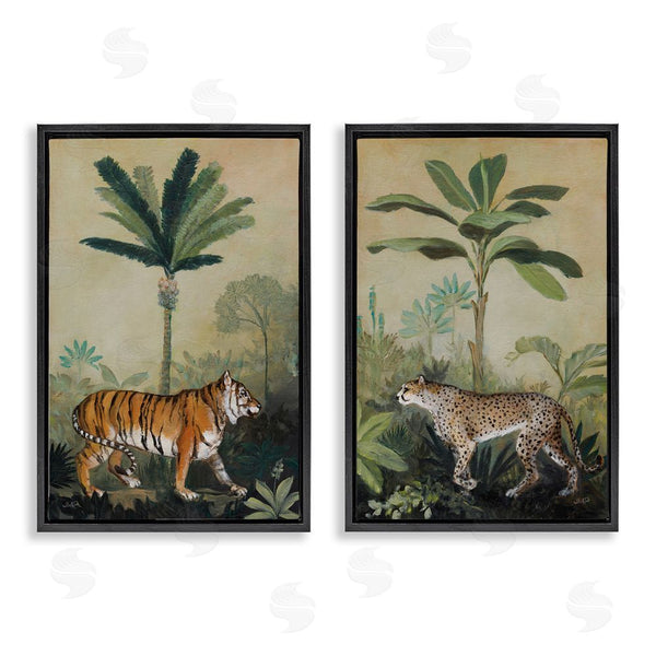 Stupell Industries Julia Purinton | Tiger Cheetah Jungle Forest Wall Art